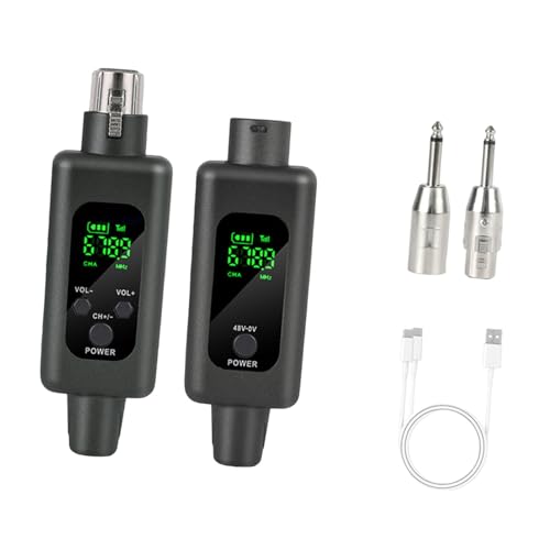 Oshhni Kabelloser XLR -Senderempfänger Set XLR -Mikrofonwandler -Set -Audio -Kabelless -Getriebe für Live -Leistung, Schwarz, 1 von 1 von Oshhni