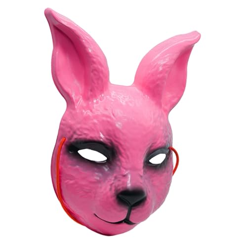 Oshhni Kaninchen-Cosplay-Maske, Party-Halbgesichtsmaske, 3D-PVC-Erwachsene-Kaninchenkopfmaske, Tierkopfschmuck, Maske für Karneval, Cosplay-Party, ROSA von Oshhni