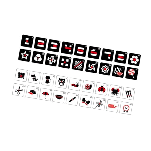 Oshhni Karten, Lernaktivitätskarten, visuell stimuliertes Reisespielzeug, Stoffbuch, Früherziehung für Kinder, Neugeborene, 6–12 Monate, Schwarz Rot von Oshhni