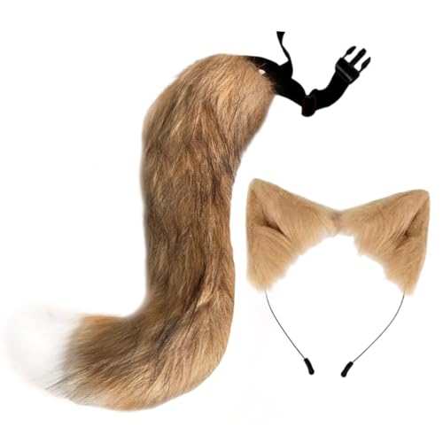Oshhni Katzenfuchsohren und Schwanz-Set, Cosplay-Kostümzubehör für Bühnenshow-Verkleidung, Braun Oshhni Katzenfuchsohren und Schwanz-Set, Cosplay-Kostümzubehör für Bühnenshow-Verkleidung, Braun von Oshhni