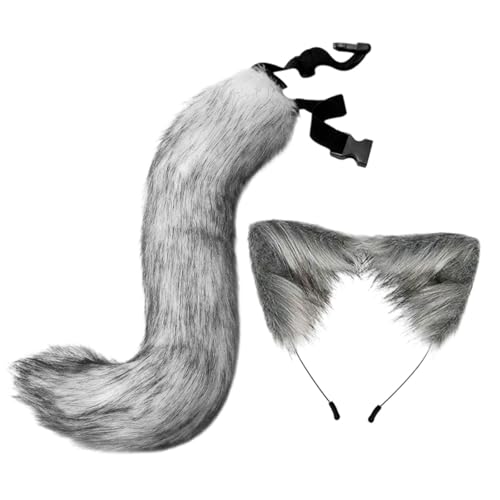 Oshhni Katzenfuchsohren und Schwanz-Set, Cosplay-Kostümzubehör für Bühnenshow-Verkleidung, Grau Oshhni Katzenfuchsohren und Schwanz-Set, Cosplay-Kostümzubehör für Bühnenshow-Verkleidung, Grau von Oshhni