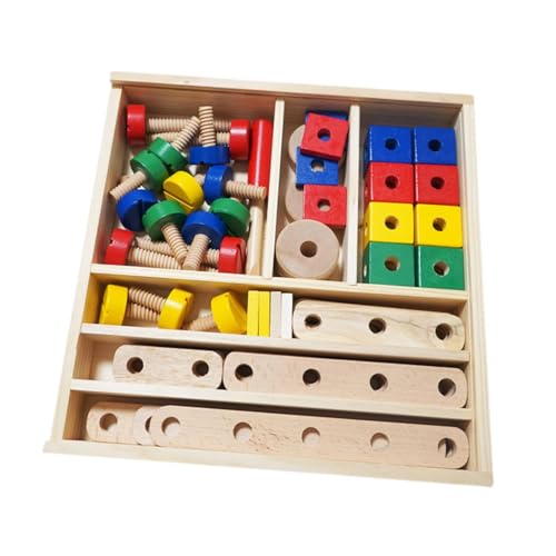 Oshhni Kinder-Bausätze mit Schrauben und Muttern, Holzklötze, Modellbau-Werkzeugsätze für Jungen und Mädchen von Oshhni