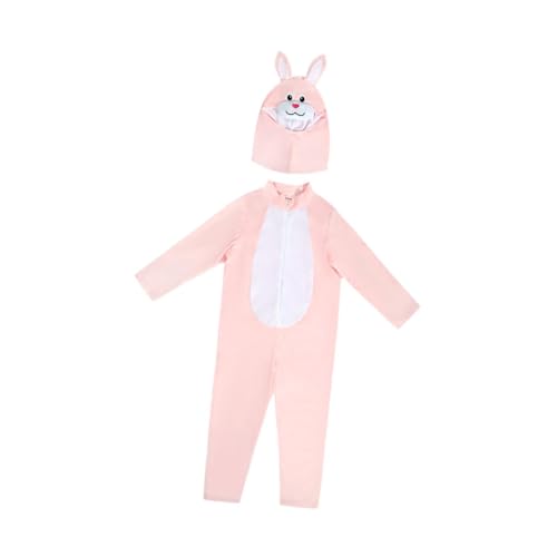 Oshhni Kinder Kaninchen Kostüm Cosplay Halloween für Tanzen Abschlussball Bühnenauftritt Party, Rosa, L von Oshhni