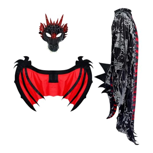 Oshhni Kinder-Overall-Set mit Drachenflügelmaske, Cosplay-Overall, Drachenkostüm für Partys, XL Oshhni Kinder-Overall-Set mit Drachenflügelmaske, Cosplay-Overall, Drachenkostüm für Partys, XL von Oshhni