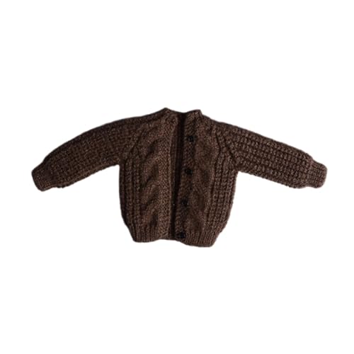 Oshhni Kleidung für Figuren im Maßstab 1/12, Puppenzubehör, Strickjacke, handgefertigt, Pullover, Miniaturkleidung für 6'' Actionfiguren, Braun von Oshhni