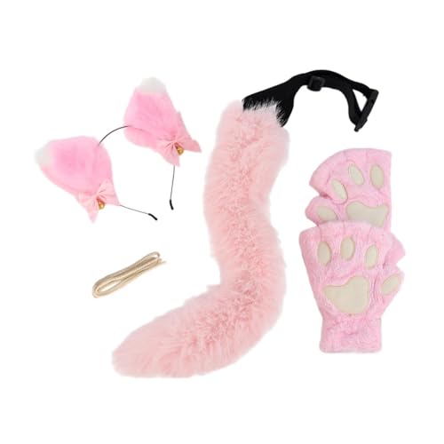 Oshhni Kostümzubehör aus Plüschkatzenohren, Krallen und -Schwanz für die Bühnenshow im Nachtclub, Rosa Oshhni Kostümzubehör aus Plüschkatzenohren, Krallen und -Schwanz für die Bühnenshow im Nachtclub, Rosa von Oshhni