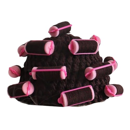 Oshhni Lockenwickler Perücke Hut Stricken Kopfbedeckung Lockiges Haar Hut für Party Versammlung Winter Cosplay, Dunkelbraun Oshhni Lockenwickler Perücke Hut Stricken Kopfbedeckung Lockiges Haar Hut für Party Versammlung Winter Cosplay, Dunkelbraun von Oshhni