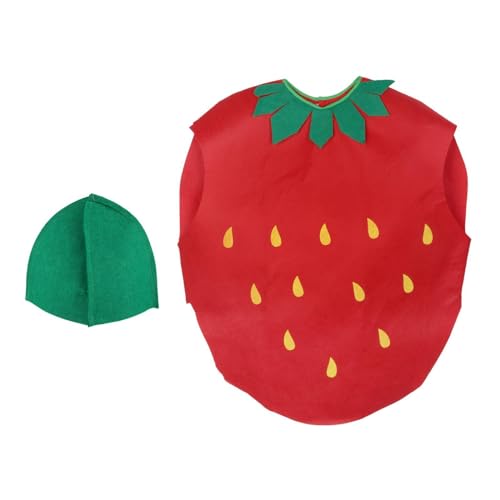 Oshhni Lustiges Obstkostüm mit Hut, kreativer Cartoon, tragbar, Cosplay-Outfit, zum Verkleiden für Halloween-Requisiten, Kostümfestivals, Erdbeere von Oshhni
