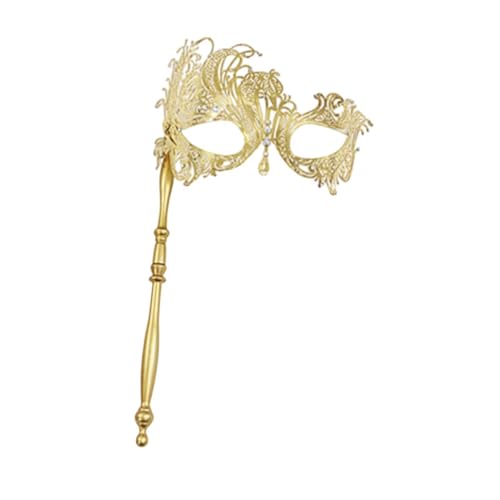 Oshhni Masquerade Maske Kostüm -Prop -Party Gesichtsmaske mit Holding Stick für Show -Kostüm -Karnevalsbühne Performance Dekoration, Gold von Oshhni