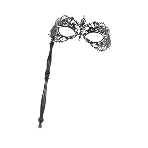 Oshhni Masquerade Maske Kostüm -Prop -Party Gesichtsmaske mit Holding Stick für Show -Kostüm -Karnevalsbühne Performance Dekoration, Schwarz von Oshhni