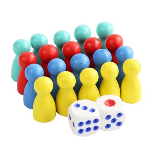 Oshhni Mehrfarbige Spielfiguren, Brettspielfiguren mit 2 Würfeln, Tischmarker, Spielfiguren, mehrfarbige Spielfiguren für Kunst und Handwerk von Oshhni