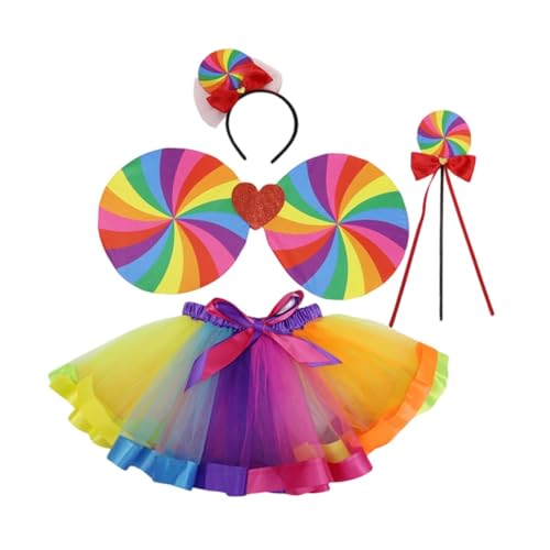 Oshhni Mehrlagiger Regenbogen-Ballettrock für Mädchen für Maskeraden, Ostern, Halloween, Mottoparty, 4 Stück Oshhni Mehrlagiger Regenbogen-Ballettrock für Mädchen für Maskeraden, Ostern, Halloween, Mottoparty, 4 Stück von Oshhni