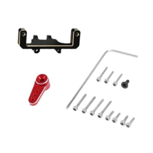Oshhni Messing Servo Arm Mount Kit Servomechanismus Halterung mit Arm Servo Stand für SCX24 AXI00001 C10 RC Crawler Upgrade Accessoires, Rot von Oshhni
