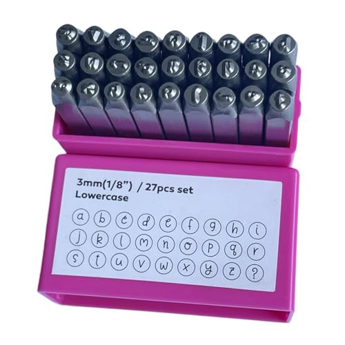Oshhni Metall -Stempel -Set Stahlmarken Stempel Set Schmuck für Handstempeln für Handstempelprojekte, Rosa Kleinbuchstaben von Oshhni
