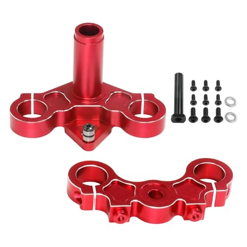 Oshhni Metall Triple Clamp Kit RC Bike Ersatzteil RC Upgrades Zubehör für 1/4 - Motorrad Ersetzen Sie Teile Ersetzen Sie Teile, Rot von Oshhni