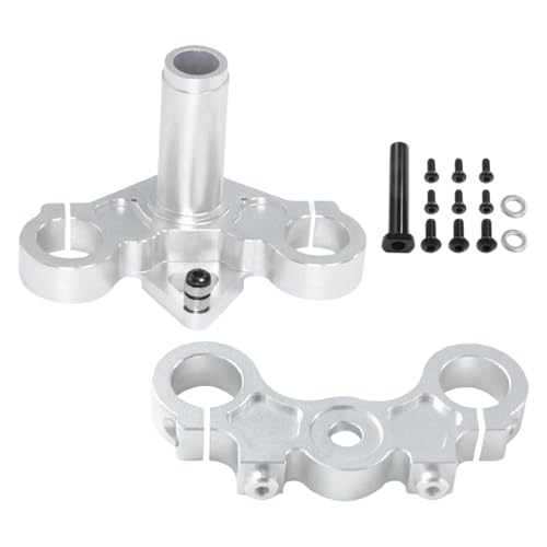 Oshhni Metall Triple Clamp Kit RC Bike Ersatzteil RC Upgrades Zubehör für 1/4 - Motorrad Ersetzen Sie Teile Ersetzen Sie Teile, Silber von Oshhni