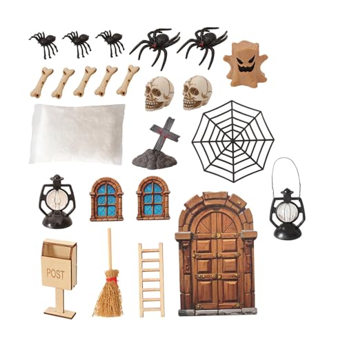 Oshhni Mini-Halloween-Horror-Dekorationsset, Kleiner Kürbis, Mikro-Landschaftsdekoration, Miniatur-Spielzeug-Foto-Requisiten, Lebensszene für Party von Oshhni