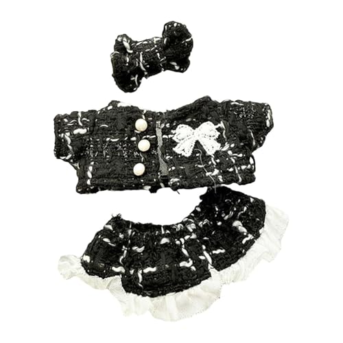 Oshhni Mini-Puppenkleidung (17 cm) mit modischem Mantel, Kleid und Haar-Accessoire-Kostüm, Schwarz von Oshhni