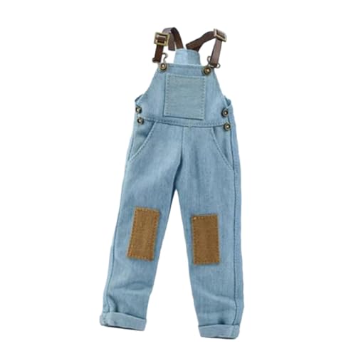 Oshhni Miniatur-Hosen, 1/12 männliche Puppenkleidung, lässiger Overall, Jeanshose für 6-Zoll-männliche Soldatenfiguren, Puppen, Anziehkleidung, Hellblaue Flecken von Oshhni