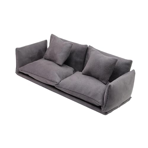 Oshhni Miniatur-Puppenhaus-Sofa, Miniatur-Spielzeugmodell, beflockte Möbel, Puppenhaus-Couch, Rollenspiel-Puppensofa, Grau von Oshhni
