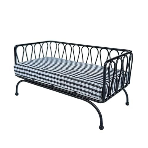 Oshhni Miniatur Puppenhaus Sofa Mini Bank Stuhl Lounge 1/12 Maßstab Puppenhaus Couch Metallstuhl, Schwarz Oshhni Miniatur Puppenhaus Sofa Mini Bank Stuhl Lounge 1/12 Maßstab Puppenhaus Couch Metallstuhl, Schwarz von Oshhni