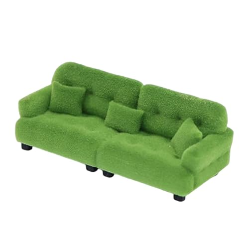Oshhni Miniatur-Sofa, Mini-Möbel, künstliches Rollenspiel-Puppensofa mit Kissen, Miniatur-Spielzeugmodell, 1 20 Grün von Oshhni