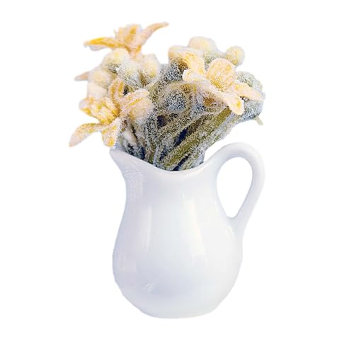 Oshhni Miniatur-Topfpflanzenblumen, Miniaturblumen-Bonsai-Ornament, Mini-Puppenhaus-Topfpflanzenmodell für Hof-Balkon-Dekoration, Gelb von Oshhni