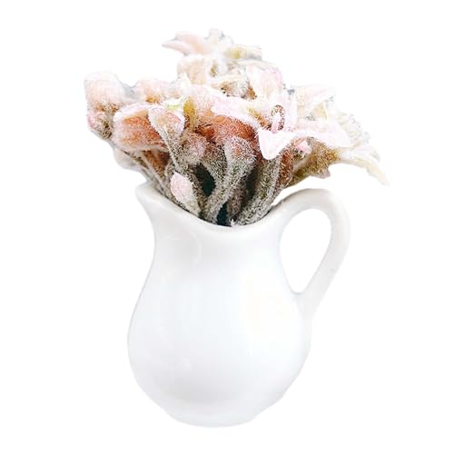 Oshhni Miniatur-Topfpflanzenblumen, Miniaturblumen-Bonsai-Ornament, Mini-Puppenhaus-Topfpflanzenmodell für Hof-Balkon-Dekoration, Rosa von Oshhni