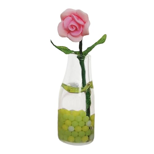 Oshhni Miniaturblumen mit Vase Mikrolandschaftsblume Winzige Häuser Blume und Vase für 1:6 1:12, mischen von Oshhni