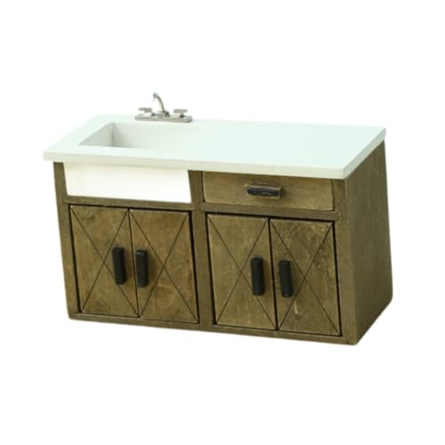 Oshhni Miniaturschrank winziges Modellsimulation vorgibt Play -Spielzeug mit Waschbecken und Schublade für 1:12 Micro Landscape, Vintage-Farbe Oshhni Miniaturschrank winziges Modellsimulation vorgibt Play -Spielzeug mit Waschbecken und Schublade für 1:12 Micro Landscape, Vintage-Farbe von Oshhni