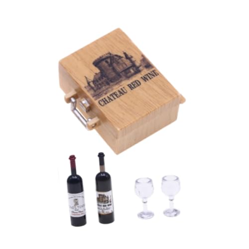 Oshhni Miniaturweinflaschen Mini Rotweingläser vorstellen, Spielmodell mit Aufbewahrungsbox Goblets Dollhouse Dekoration Zubehör zu Spielen, Chateau von Oshhni