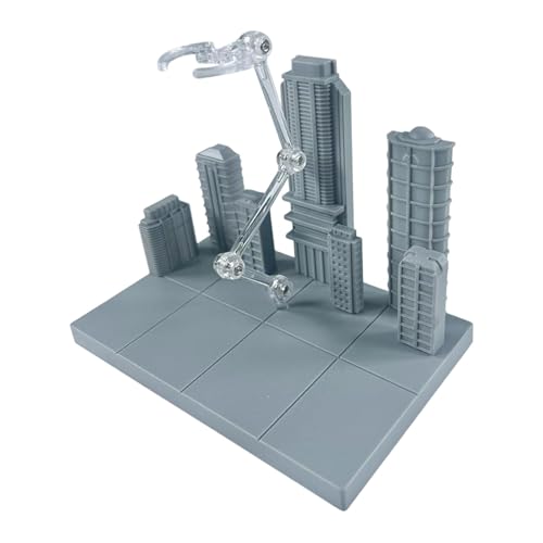 Oshhni Modell Display Stand Basis Multifunktionale mit Szene für Zubehör, Grau 14.5x9.5x11cm von Oshhni