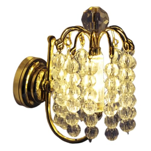 Oshhni Moderne Puppenhaus-Wandleuchte Miniatur-led-Beleuchtung Metall-Dekoration Wandlampe für Puppenstuben Deko, Style B von Oshhni