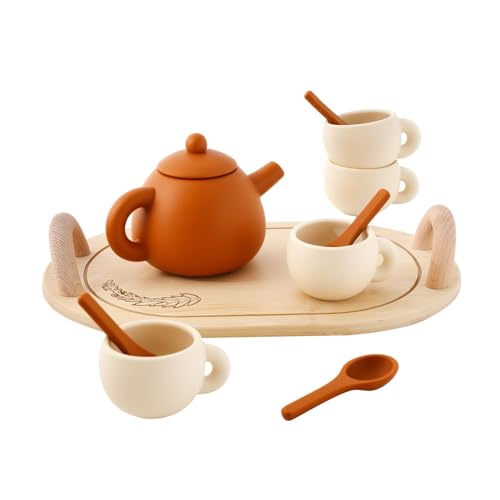 Oshhni Nachmittagstee-Rollenspiel, Rollenspiel-Küche für, Teeparty-Set, Küchenspielset für Jungen und Mädchen, mit Tablett Oshhni Nachmittagstee-Rollenspiel, Rollenspiel-Küche für, Teeparty-Set, Küchenspielset für Jungen und Mädchen, mit Tablett von Oshhni