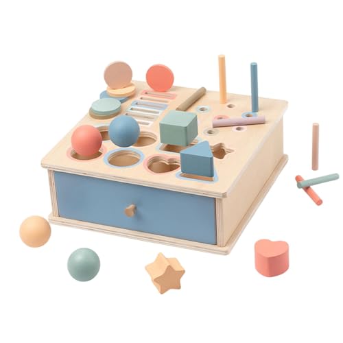 Oshhni Objekt Beständigkeit Box, Holz, Bildung frühes Lernen Farbform Sorter Matching Spielzeug für Kinder Jungen Mädchen Kinder Geschenk, 4 in 1 von Oshhni