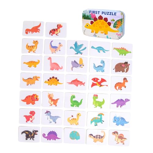 Oshhni Passendes Puzzlespiel, passende Karten mit Aufbewahrungsbox aus Metall, Mehrzweck-Lernspielzeug für Vorschulkinder, tragbares Lernspielzeug für, Dinosaurier Puzzle von Oshhni