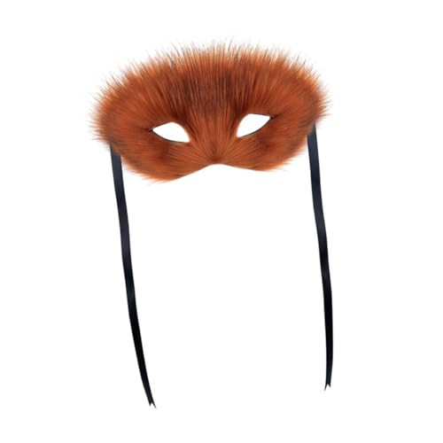 Oshhni Pelzfuchs Gesichtsmaske Cosplay -Maske für Bühnenperformance Osterdress -up Maskerade, Braun von Oshhni