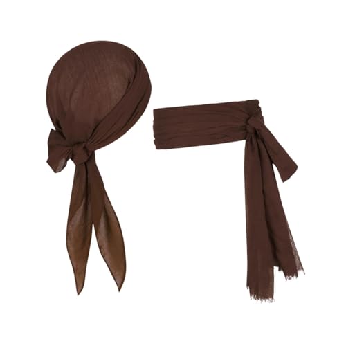Oshhni Piratenkostüm Set mit Schärpe, Gürtel Und Kopfbedeckung für Damen Und Herren, Braun Oshhni Piratenkostüm Set mit Schärpe, Gürtel Und Kopfbedeckung für Damen Und Herren, Braun von Oshhni