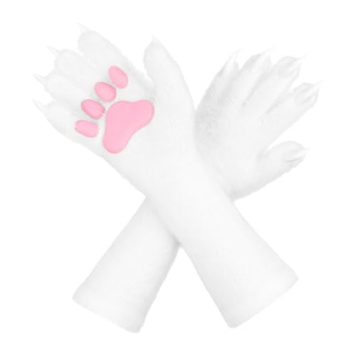 Oshhni Plüsch-Katzenkrallenhandschuhe, Plüsch-Bär-Wolfspfoten-Fäustlinge für Party-Bühnenauftritte, Weiß Oshhni Plüsch-Katzenkrallenhandschuhe, Plüsch-Bär-Wolfspfoten-Fäustlinge für Party-Bühnenauftritte, Weiß von Oshhni