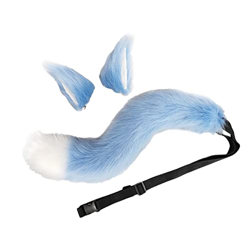 Oshhni Plüsch Ohren und Schwanz Set für Katzenliebhaber - Perfekt für Kostümzubehör, Blau von Oshhni