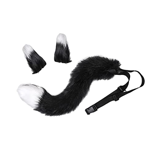 Oshhni Plüsch Ohren und Schwanz Set für Katzenliebhaber - Perfekt für Kostümzubehör, Schwarz von Oshhni