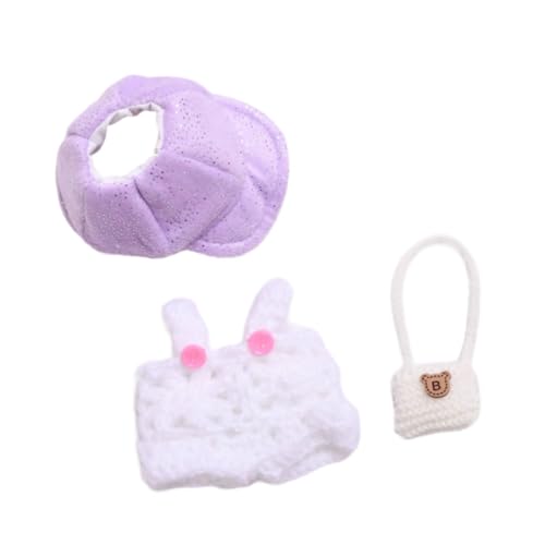 Oshhni Plüsch-Puppenkleidung, Kostüme, Zubehör, Rollenspielanzug, stilvolles, süßes Puppenzubehör, zum Verkleiden für 17-cm-Puppen, Neujahrsgeschenke, Weiße Kleiderhuttasche von Oshhni