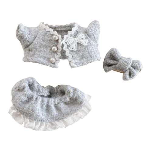 Oshhni Plüsch-Puppenkleidung zum Anziehen, bezaubernd, modisch, weich, für kleine Mädchen, abnehmbare Mini-Puppenkleidung, Puppen-Outfits für 17 cm große, Blau von Oshhni