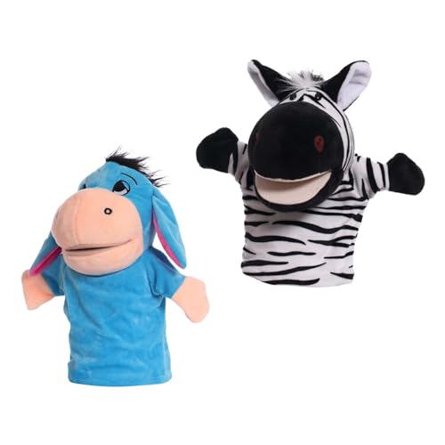 Oshhni Plüschpuppen mit Zootieren, Lernspielzeug für Kinder, Puppen mit beweglichem Mund, als Geburtstagsgeschenk für Kinder ab 2 Jahren, Zebra-Esel von Oshhni