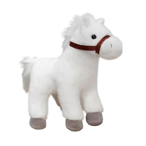 Oshhni Plüschspielzeugpferd Statue Süßes Wohndekoration Stofftier Pferd Puppe Plüsch Tierfiguren für Schlafzimmer Wohnzimmer Mädchen Party, Weiß von Oshhni