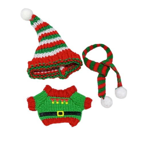 Oshhni Pullover Kostüme für Ausgestopfte Puppen, Geburtstagsgeschenk, Kleidung, Pädagogische Mode mit Mütze Und Schal, Puppenkleidung für 17 cm, Grüner Pullover von Oshhni