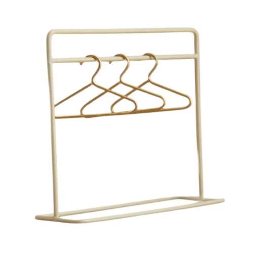 Oshhni Puppenbekleidungsregale mit Hangers Doll Garderobe Möbeln, 1/1, Eisen, Puppenhaus -Kleidungsstange für, Puppenhaushaltsvorräte, Weiß von Oshhni
