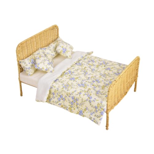 Oshhni Puppenhaus-Bett im Maßstab 1:6, Einzelbett, DIY-Zubehör, Miniatur-Möbel, Zimmer, Fotografie-Requisite, Rattan-Bett für Schaufenster-Ausstellung, Geblümt Oshhni Puppenhaus-Bett im Maßstab 1:6, Einzelbett, DIY-Zubehör, Miniatur-Möbel, Zimmer, Fotografie-Requisite, Rattan-Bett für Schaufenster-Ausstellung, Geblümt von Oshhni