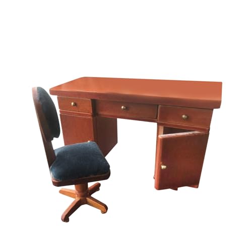 Oshhni Puppenhaus-Computertisch und -Stuhl, DIY-Holzmodell, Miniatur-Wohnmöbel im Maßstab 1:12 für vorgetäuschtes Spielen, Mikrolandschaft von Oshhni