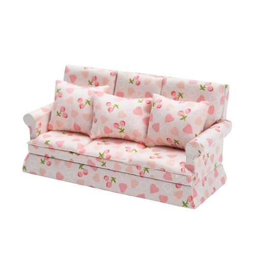 Oshhni Puppenhaus Couch Miniatur Couch 1:12 Maßstab Modell Ornament Zubehör Miniatur Sofa, 15.8cmx6cmx7.7cm von Oshhni